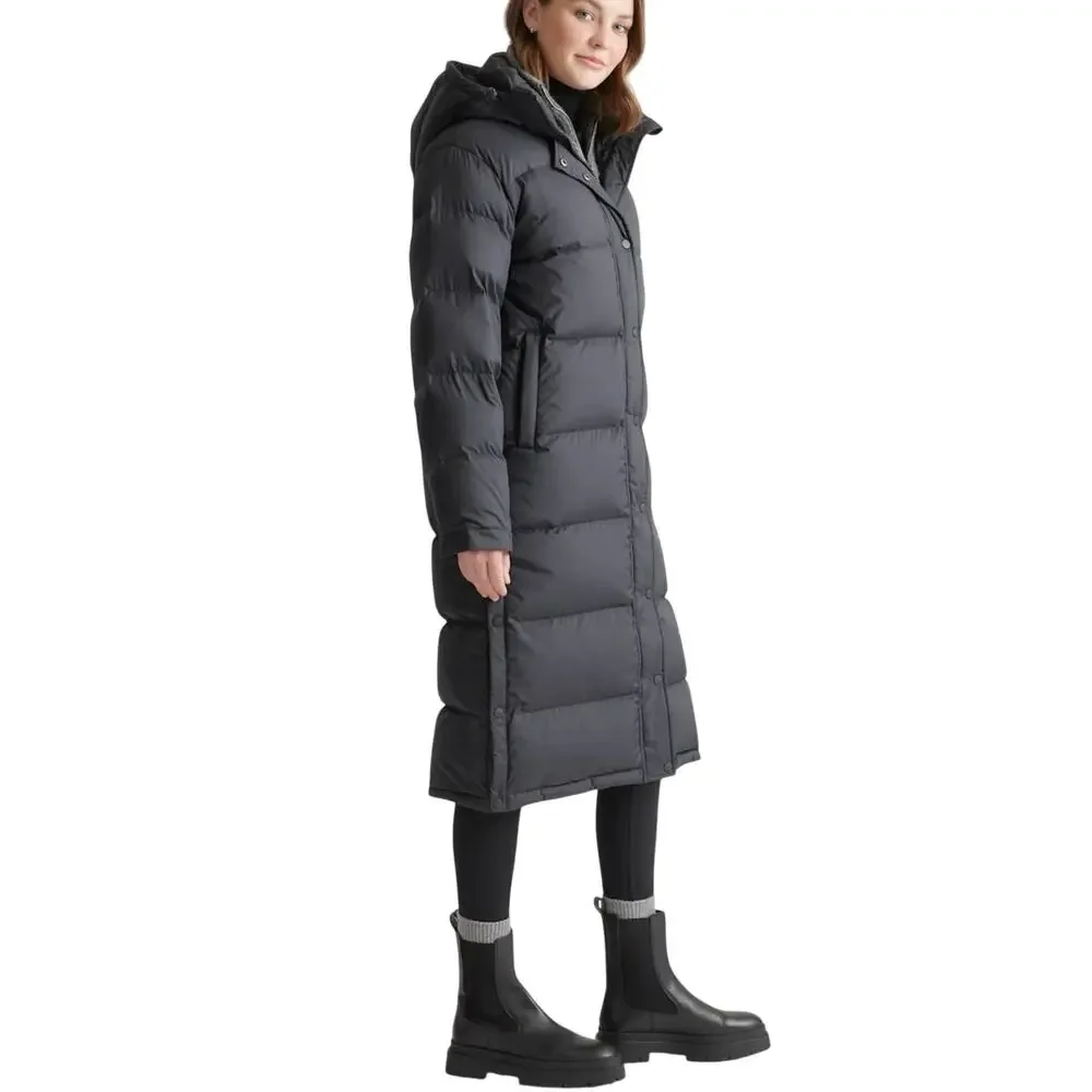 NWOT Quince Women's Responsible Down Long Puffer Jacket XL Hooded Black $200 Y2K